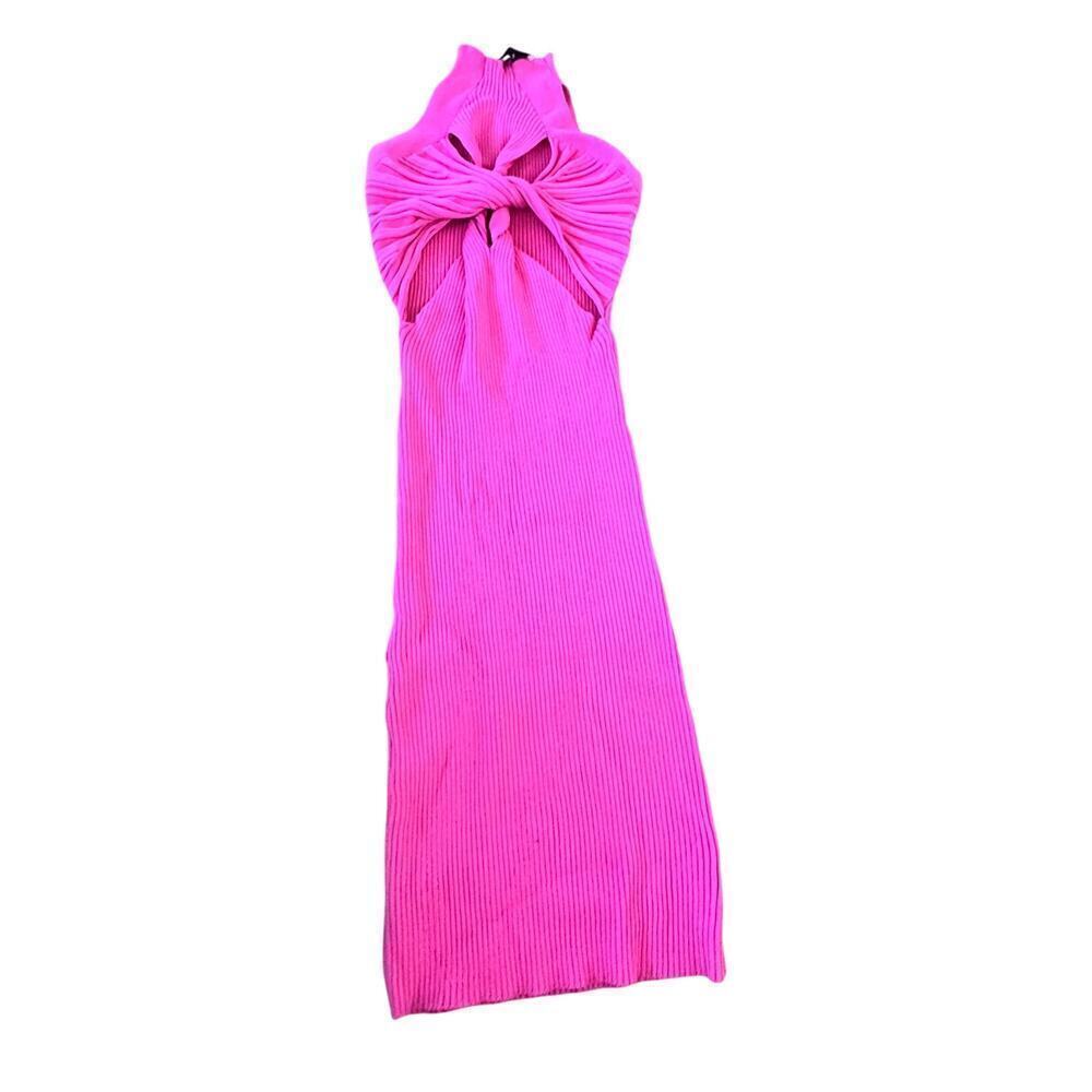 Nichole Lynel Women's Pink Twist knit ribbed bodycon Midi Dress Size Small
